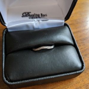 Curved Wedding Band with CZ stones size 8